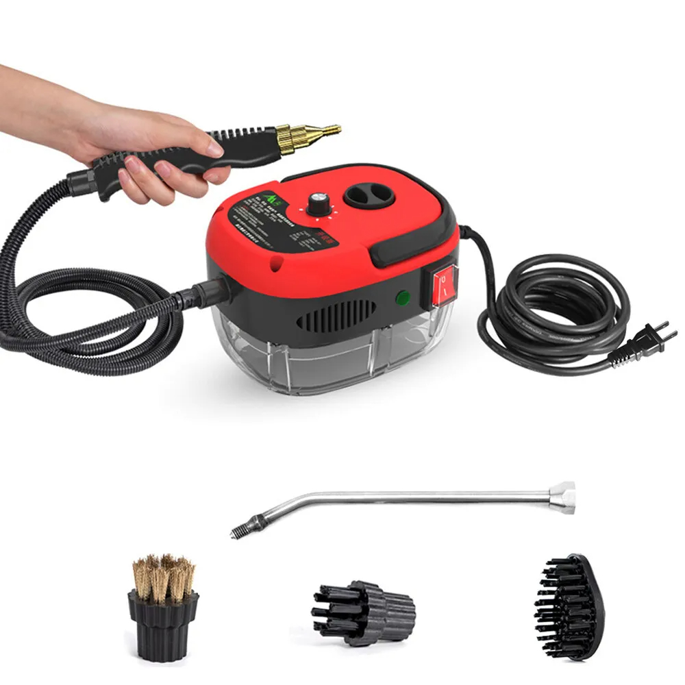 High Pressure Steam Cleaner, 2500W Portable High Temp Bathroom Power Steamer Cleaning Machine Steam Humidity Adjustable For Home Use Kitchen Grease Car Detailing Red