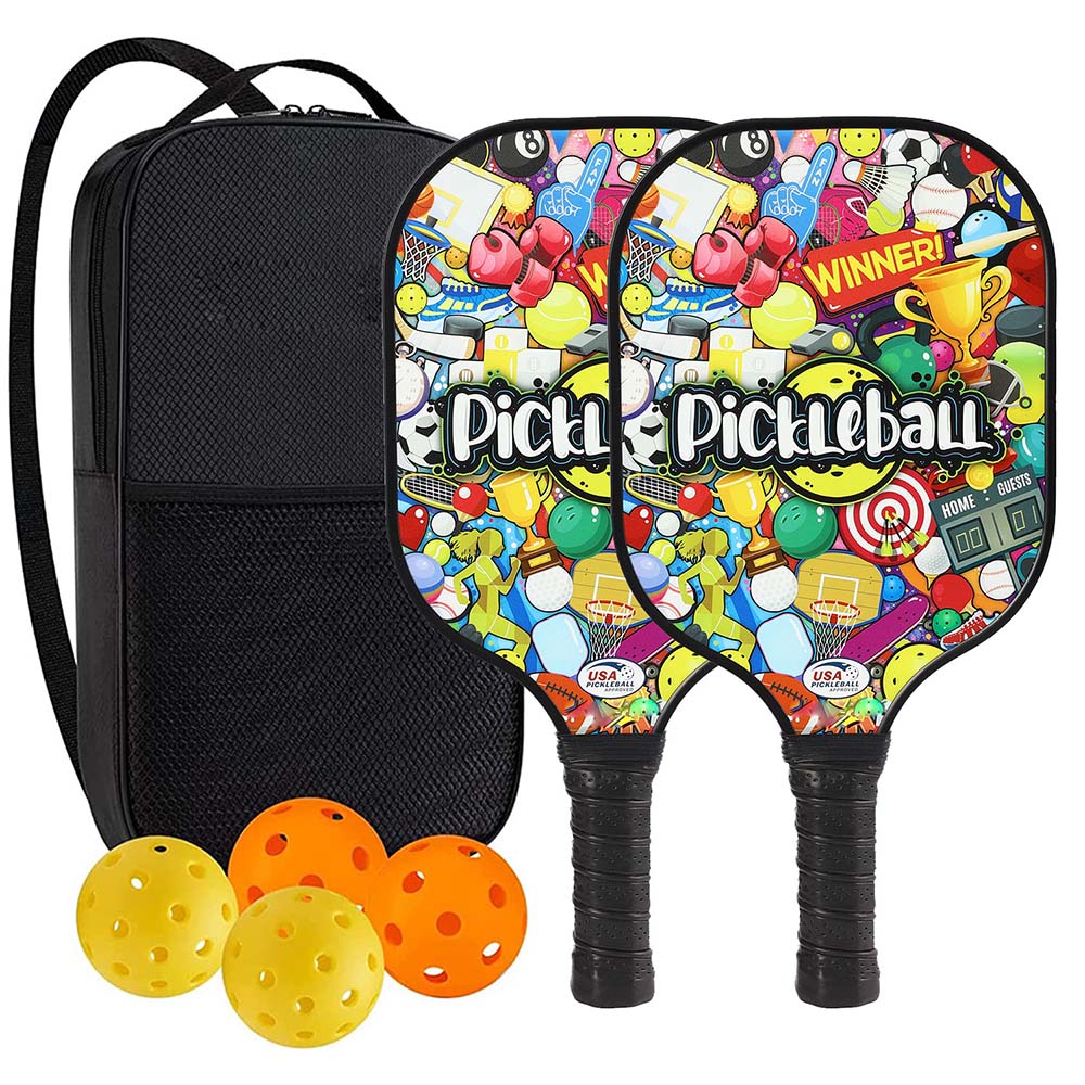 USAPA Approved Pickleball Paddles Set With Fiberglass Surface For Men And Women, Includes 4 Pickleballs 635