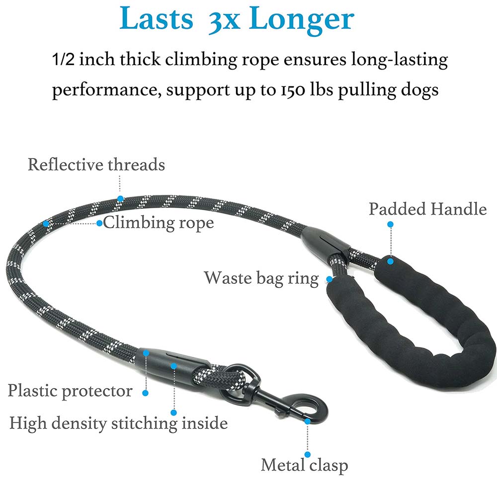 7 - Dual Dog Leash - 360° Swivel, No-Tangle Double Dog Leash with Shock Absorbing Bungee for Two Dogs, Black, Large (25-150 lbs) Red