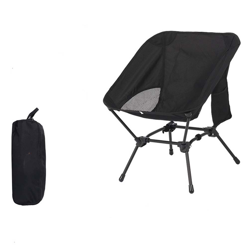 Camping Chair, 2 Way Compact Backpacking Chair, Portable Folding Chair, Beach Chair with Side Pocket, Lightweight Hiking Chair Low Back Chair Black