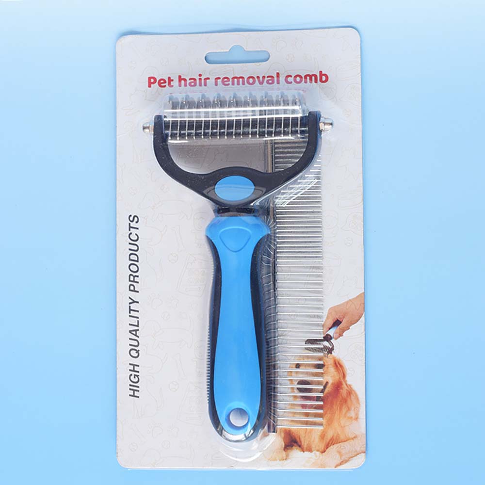 Dog Grooming Brush for Shedding Double Sided Shedding and Dematting Undercoat Rake Comb for Dogs and Cats Pet Dematting Tool for Small Medium Dogs and Cats  Blue