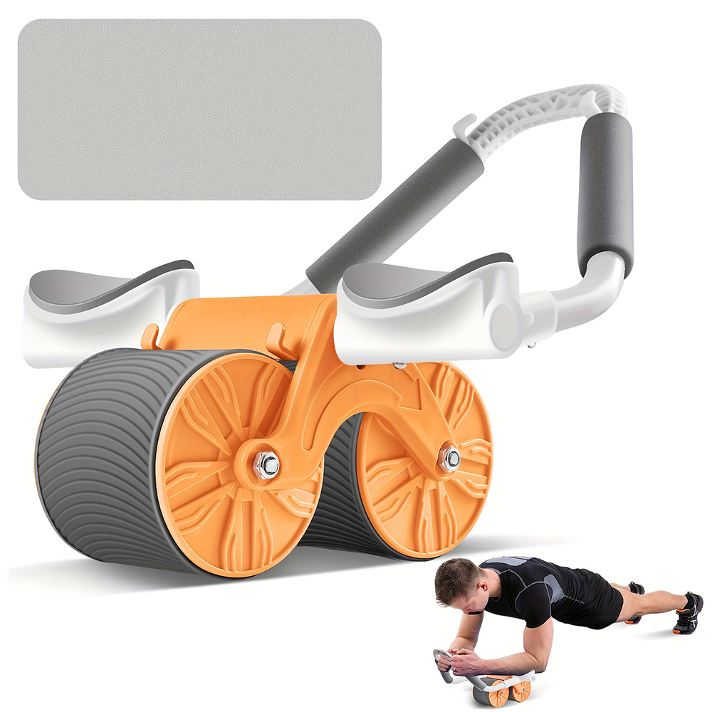 Automatic Rebound Abdominal Wheel Elbow Support Ab Roller for Core Strengthening and Abdominal Muscle Training with 34cm*17cm pad Orange