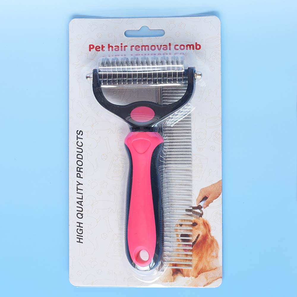 Dog Grooming Brush for Shedding Double Sided Shedding and Dematting Undercoat Rake Comb for Dogs and Cats Pet Dematting Tool for Small Medium Dogs and Cats  Pink