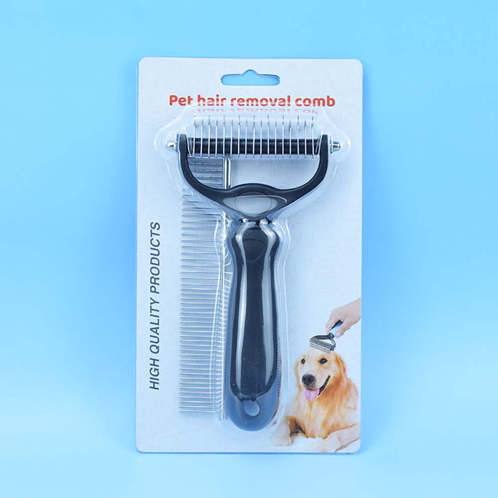 Dog Grooming Brush for Shedding Double Sided Shedding and Dematting Undercoat Rake Comb for Dogs and Cats Pet Dematting Tool for Small Medium Dogs and Cats  Black