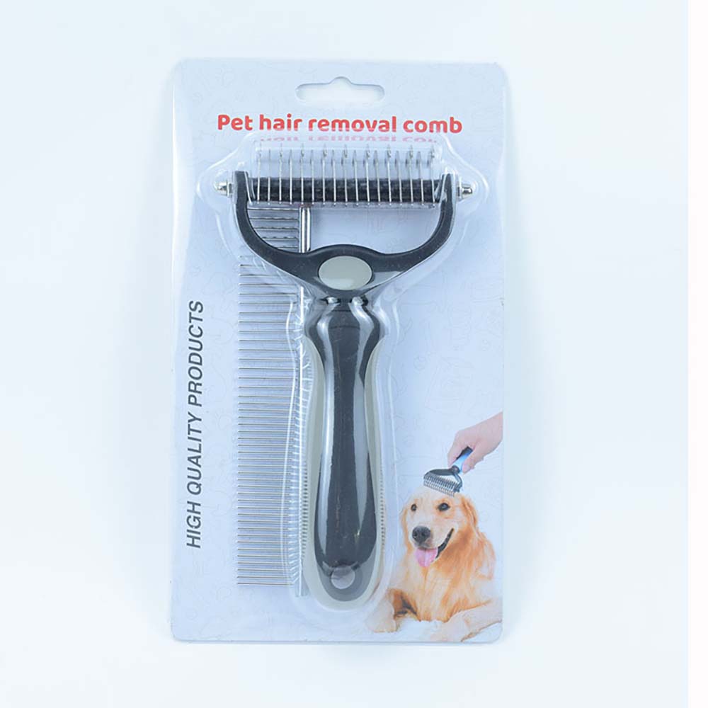 Dog Grooming Brush for Shedding Double Sided Shedding and Dematting Undercoat Rake Comb for Dogs and Cats Pet Dematting Tool for Small Medium Dogs and Cats  Gray