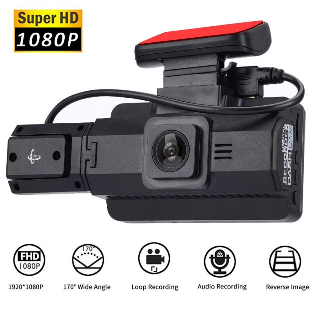 3-Inch Dual Lens Car Dash Cam - On-Dash Camera With Front And Inside Recording, Night Vision, Wide Angle, Loop Recording, And G-Sensor - Vehicle Black Box For Safe Driving with 32G SD Card Front+Inner+32G