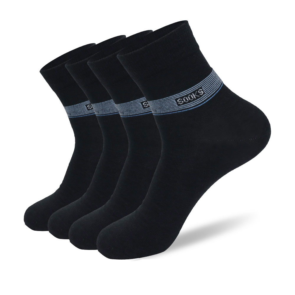 Horizontal stripes trendy black socks solid color sports breathable socks Black / 26-6-28