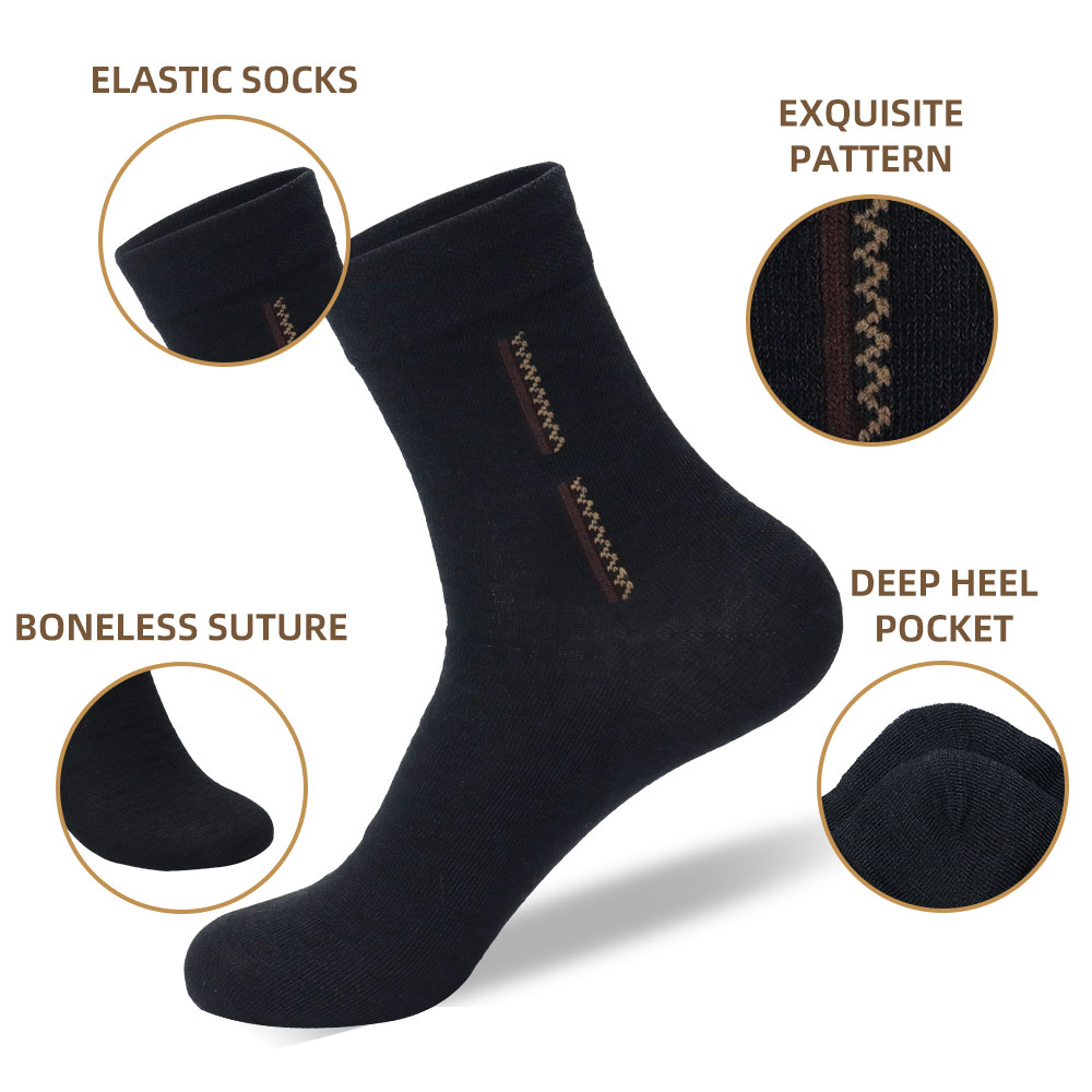 5 - Black men's mid-tube sports socks for summer, thin, breathable, versatile and durable Black / 26-6-28