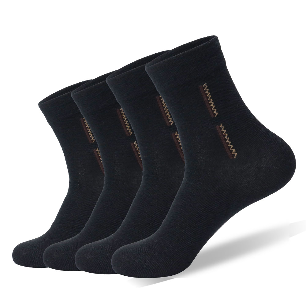 Black men's mid-tube sports socks for summer, thin, breathable, versatile and durable Black / 26-6-28