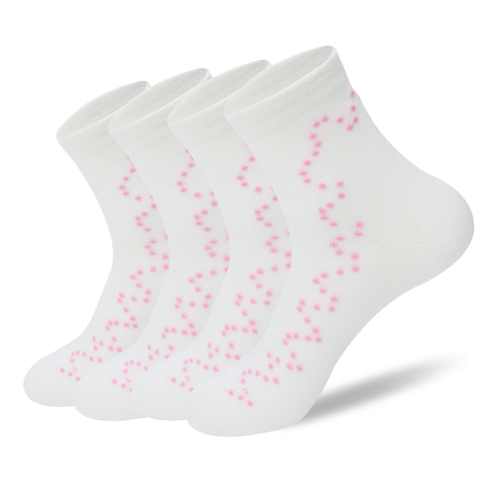 New arrival pink dot curve solid color ins cute all-match socks White / 22-5-24