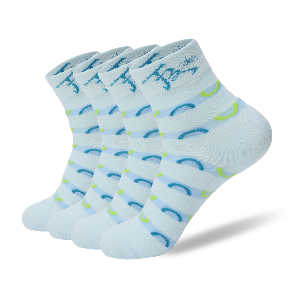 Spring and summer women's mid-tube blue and white sports versatile striped sports socks, high-end Blue+White / 22-5-24