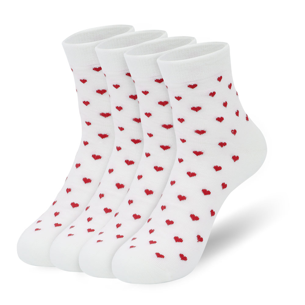 A pair of full peach heart socks for girls spring and summer mid-tube socks cute and versatile campus style fashionable sports socks White / 22-5-24