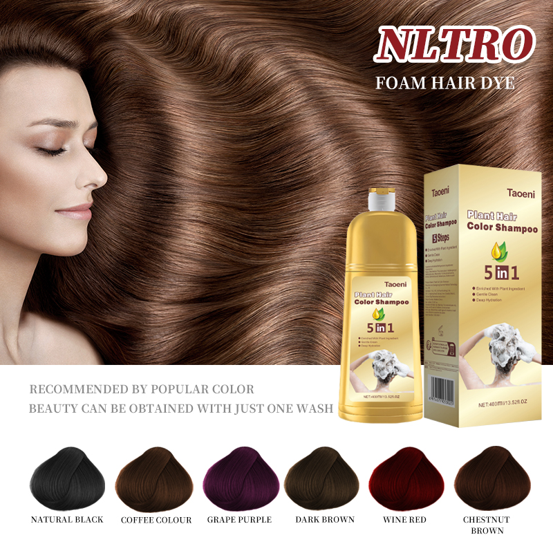 2 - 1 bottle 5 in 1 plant extract hair dye hair dye black hair dye shampoo color hair dye to cover gray hair Brown