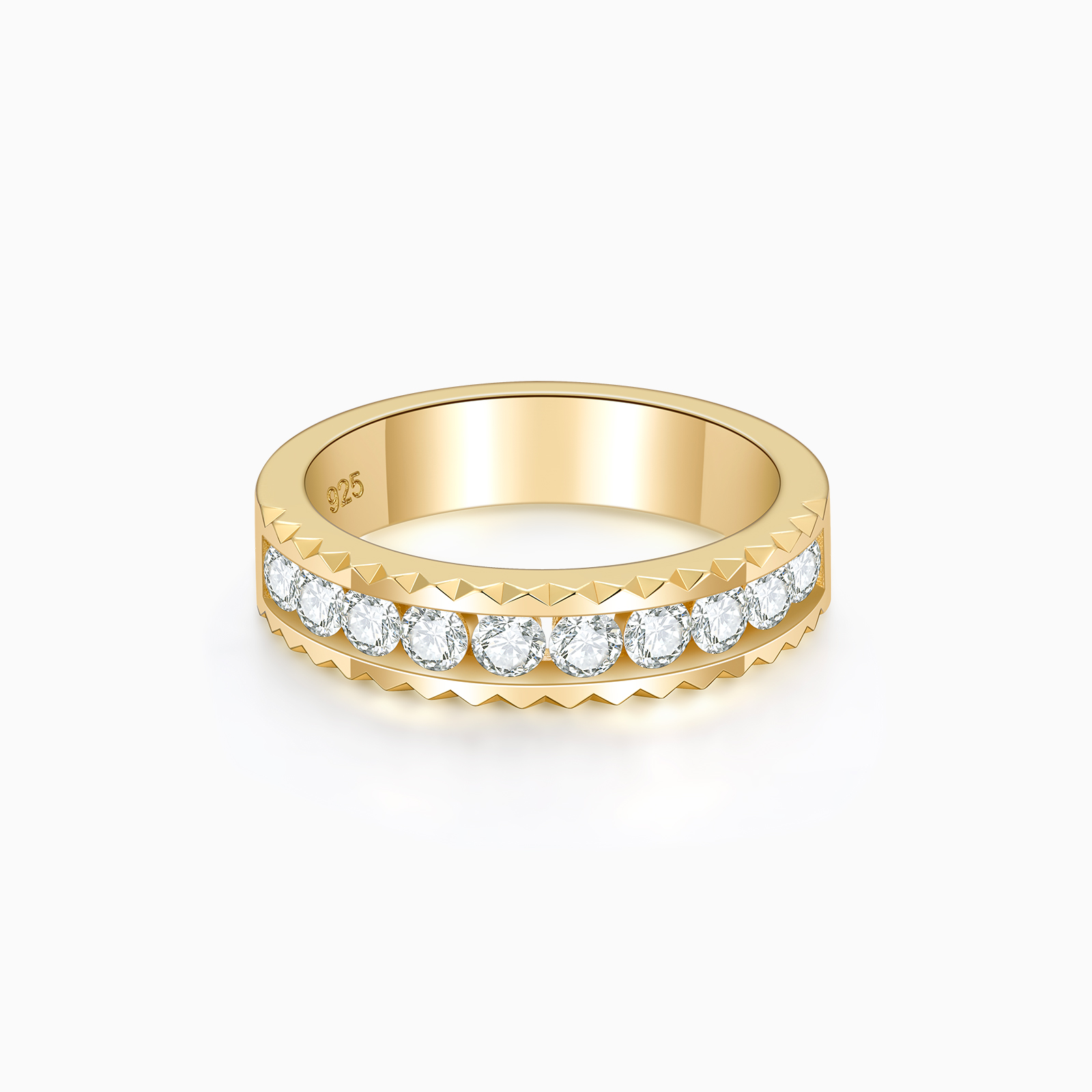 Moissanite Stackable Rings for Women | 925 Sterling Silver 14K Gold Plated Wedding Engagement Promise Eternity Band 